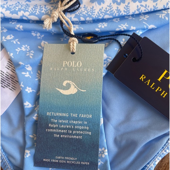 POLO RALPH LAUREN Light Blue Bikini Bottoms♻️Recycled🌱Fabric Sz M NEW With TAGS - Picture 4 of 12